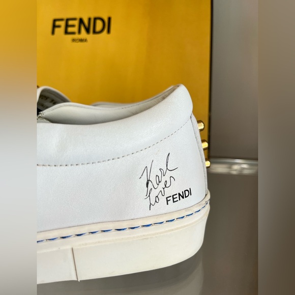 Fendi 36 Karl Loves Fendi Studded Slip-On Leather Sneaker - Picture 4 of 9
